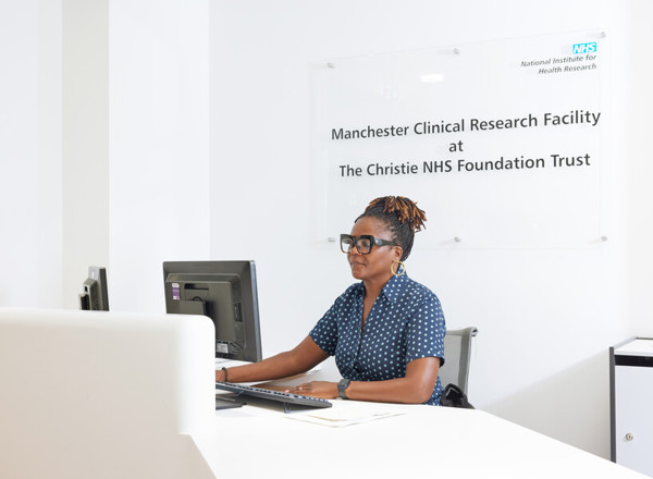 Clinical research facility, reception, receptionist, September 2022, Sonia Fearon