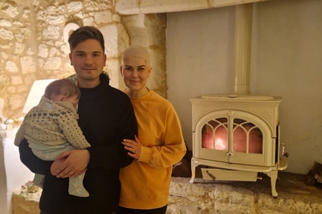 A photo of Annie Fields with husband Daniel Fenech-Soler and baby Francis.