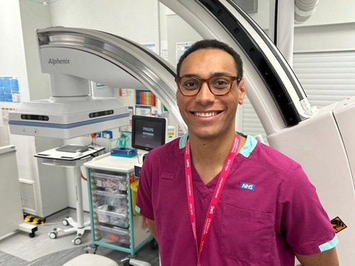 A photo of Ari Mathieson, clinical specialist radiography in interventional radiology at The Christie.