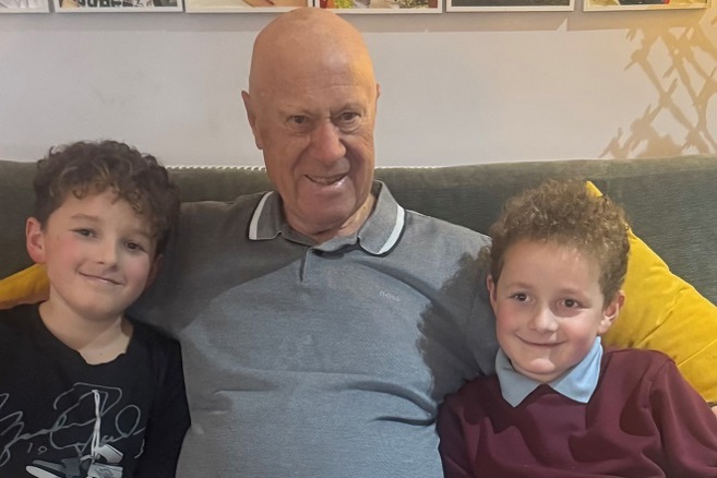 A photo of Christie patient David Mather with his 2 grandsons, Thomas and Daniel Mather.