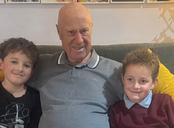 A photo of Christie patient David Mather with his 2 grandsons, Thomas and Daniel Mather.